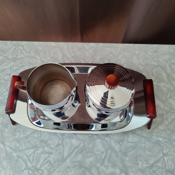 Vintage cream & sugar set with serving tray | made by Canada's GloHill | MCM - Picture 14 of 14